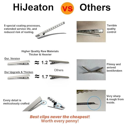 HiJeaton Hair Clips for Hair Bows, 150Pcs Alligator Metal Clip (4.5cm/1.77"), Gator Hairdresser Clips for Bow Making, Large Plain DIY Clips Supplies for Crafts thumbnail 3