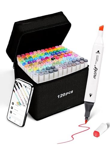 Brled 120 Colors Alcohol Markers with Free App, Chisel & Fine Tip Alcohol-Based Marker Set for Adults Kids, Dual Tip Artist Markers for Drawing, Coloring Illustration, Painting and Great Gift Idea - Image 1
