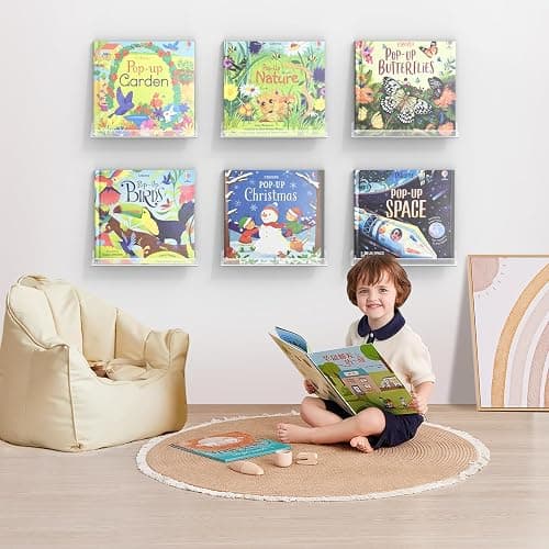 Meaocer Vinyl Record Shelf Wall Mount, 6 Pack 12 inch Clear Acrylic Album Record Holder Display, Kids Bookshelf, Floating Wall Shelves for Bathroom, Bedroom, Living Room, Kitchen (Clear-6pcs) thumbnail 2