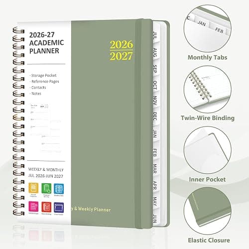 Planner 2026-2027, Weekly and Monthly Calendar Planner, JUL 2026 - JUN 2027 | A5(6.3'' x 8.5''), Hardcover, Agenda Book, Sprial Bound, Inner Pocket, Office and School Use thumbnail 5