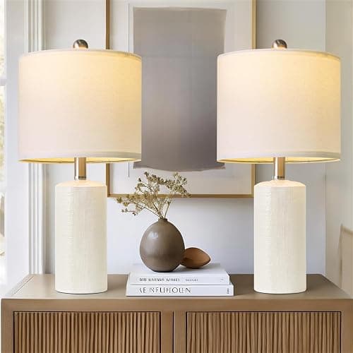 G-SAFAVA 20.5" Small Table Lamps for Living Room Lamp Set of 2 Ceramic Lamps for Bedroom Bedside Lamps Modern Boho Lamps for Night Stands Farmhouse Nightstand Lamp Side End Table Lamp, White thumbnail 8