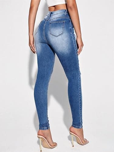 Floerns High Waist Skinny Jeans Denim Pants thumbnail 2