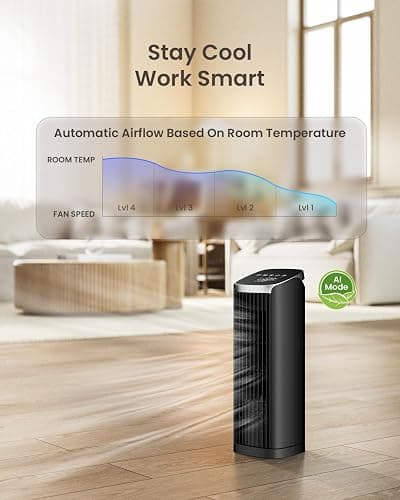 PNTCK Tower Fan for Bedroom, 13" Tower Fan with Remote, 4 Modes 4 Speeds Max 24ft/, 70° Oscillating Desk Fan, Led Display, 12Timer,13" Bladeless Portable Fan, Cooling Fans for Home thumbnail 5