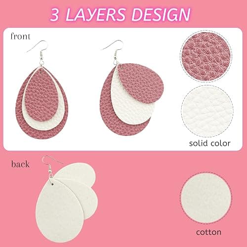 AOUXSEEM 181 Pcs Faux Leather Earrings DIY Making Kit Full Set, Contains 60 Already Cut Earring Pieces, 60 Earring Hooks, 60 Jump Rings, 1 Jump Ring Opener (Solid Color) thumbnail 4