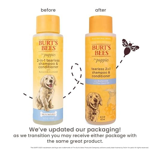 Burt's Bees for Puppies Natural Tearless 2 in 1 Shampoo and Conditioner | Made with Buttermilk and Linseed Oil | Best Tearless Puppy Shampoo for Gentle Skin and Coat | Made in USA, 16 Oz thumbnail 2
