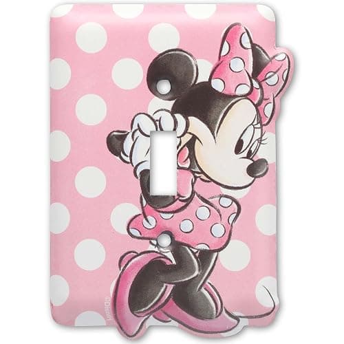 Disney Minnie Mouse Polka Dot Metal Light Switch Plate - Minnie Switch Plate Decoration for Kids' Bedroom or Play Room - Image 1