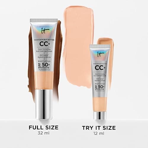 IT Cosmetics CC+ Cream - Natural Full Coverage Foundation With SPF 50+, Color Corrector & Anti-Aging Hydrating Serum, Hyaluronic Acid + Peptides, Lightweight Up To 24H Wear, All Skin Types- 1.08 fl oz thumbnail 9