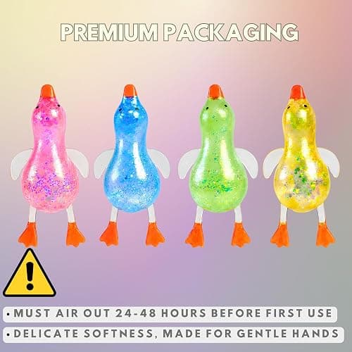 Glitter Duck Squishy - Blue Green Pink Yellow 4 PCS Squishy - 2026 Upgraded Ducks for Adults Teens Squeeze Easter Basket Stuffers & Stocking Stuff thumbnail 5