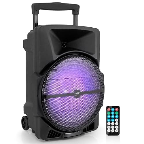 Wireless Portable PA Speaker System -1200W High Powered Bluetooth Compatible Indoor and Outdoor DJ Sound Stereo Loudspeaker w/USB SD MP3 AUX 3.5mm Input, Flashing Party Light & FM Radio -PPHP1544B - Image 1