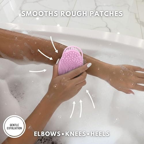 Exfoliating Body Scrubber Silicone - Textured Back Scrubber Shower Brush - Avilana Bath Loofah Alternative Dual Sided - Gentle Smoothing Body Wash Tool Rough Skin - Gift Women Men thumbnail 2