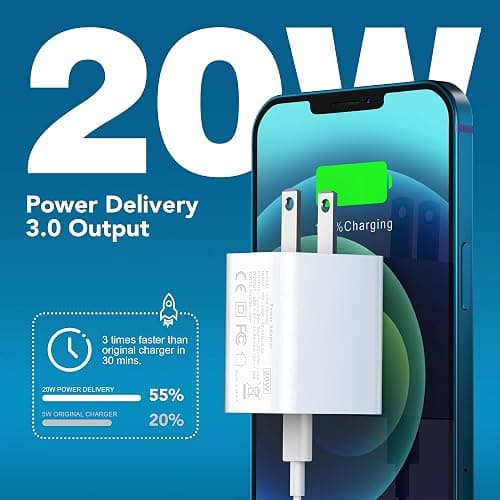 [2 Pack] LCGENS USB C Wall Charger Block 20W, Dual Port PD Power Delivery Fast Type C Charging Block Plug Compatible with iPhone 11/12/13/14/15/16/17 Pro Max, XS/XR/X, Ipad Pro, Samsung Galaxy thumbnail 2