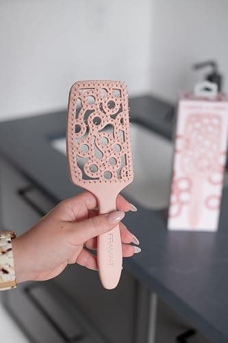 FRAMAR Professional Vented Hair Brush – Curved Hair Brush For Blow Drying, Wet Paddle Brush For Hair, Vent Brush For Blow Drying, Wet Hairbrush For Women – Heat Resistant - Champagne thumbnail 6