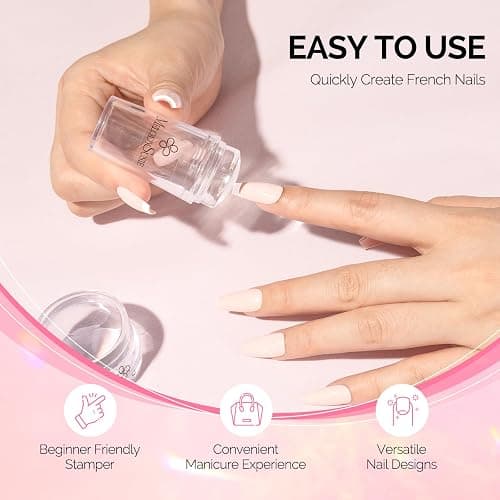 MelodySusie French Nail Stamper Kit, French Tip Tool, 4PCS, Clear | 2 Clear Silicone Stampers, 2 Scrapers, Secure-Fit Heads, French Manicure Stamp, Nail Stamp, DIY Manicure, Home & Salon thumbnail 2