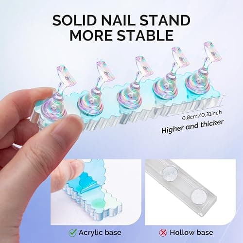 MelodySusie Nail Stand for Press Ons, 2 Sets Blue Acrylic Magnetic Base for Painting Display Holder with Reusable Adhesive Putty for Home DIY Salon Supplies thumbnail 4