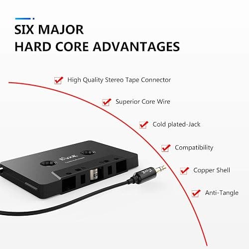 Elook Car Cassette Aux Adapter Kit,with 3.5 mm Headphone Jack Adapter,Black | for Phone, MP3 etc thumbnail 6