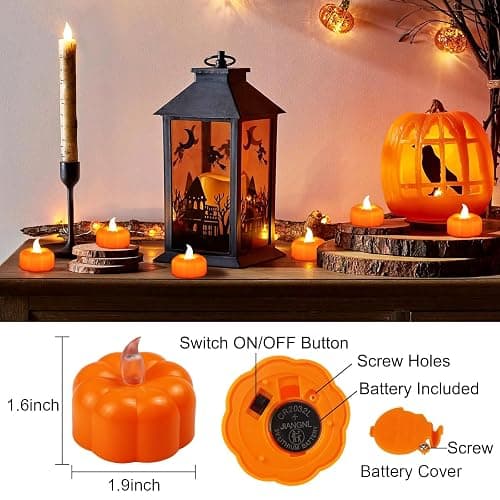 CESOF 12 Pack Fall Decorations for Home Pumpkin Tea Lights Halloween Decor | LED Orange Pumpkin Lights Flameless Candles Battery Operated, Thanksgiving Flickering Tealight for Table Indoor Party Decor thumbnail 2