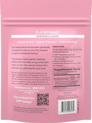 Flat Tummy Weekend Cleanse Tea - 30 Day Program - All Natural Colon Cleanse w/Senna and Dandelion Root, Provides Bloating Relief for Women - Detox Cleanse for Digestion Support and Gas Relief thumbnail 2