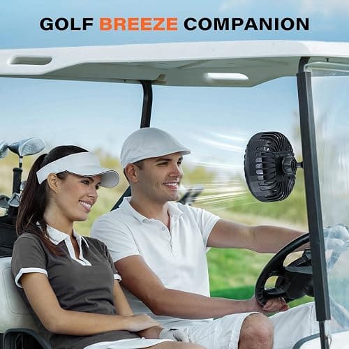 A2C Golf Cart Fan Rechargeable Magnetic Base Battery Operated Portable Fan 3 Speeds 4000 RPM Strong Airflow for Yamaha, EZGO, Club Car 360° Rotatable Golf Cart Accessories Gifts for Men, Dad, Husband thumbnail 5