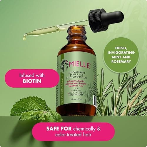 Mielle Organics Rosemary & Mint Hair Oil - Strengthening Biotin Oil Infused Frizzy & Damaged Hair Care - Split Ends & Dry Scalp Treatment to Support Longer, Healthier Strands, 2 Ounce thumbnail 5