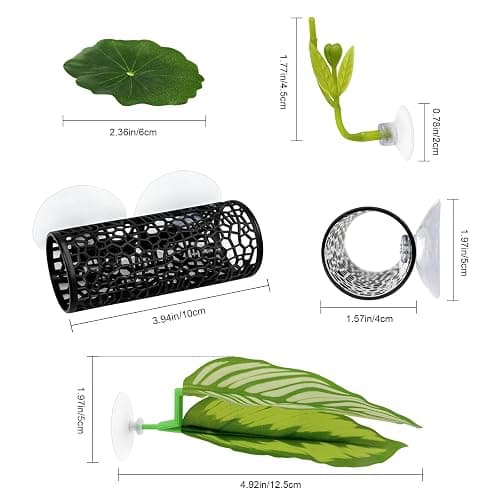5PCS Betta Hammock & Fish Toys Set, Soft Aquarium Plants & Black Tunnel Hideout for Betta Fish Tank, Safe Decor with Suction Cups for Shrimp, SmallFish thumbnail 2