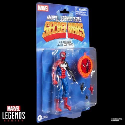 Marvel Legends Series Secret Wars Spider-Man (Alien Costume), Retro Comics Collectible 6 Inch Action Figure with Lenticular Shield thumbnail 8