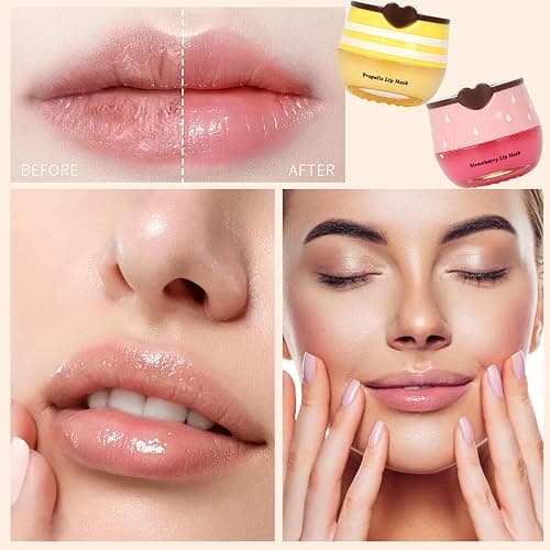 2 PCS Bee Lip Balm Lip Mask Honey Pot,Honey & Strawberry Lip Mask Propolis Moisturizing Lip Balm,Hydrating Prevention Dry & Cracked,Mothers Day Gifts,Teacher Appreciation Gifts,Easter Basket Stuffers thumbnail 3