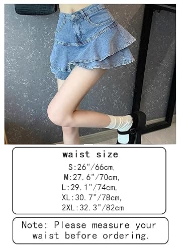 SMIUPIN Women's Casual Denim Mini Skirt Ruffled Slim A-line Pleated Jean Short Skirt thumbnail 5