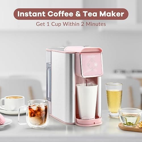 Mecity Pink Coffee Maker 3-in-1 Single Serve Coffee Machine, For Flat Bottom Coffee Capsule, Ground Coffee, 6 to 10 Ounce Cup, Removable 50 Oz Water Reservoir, 120V 1150W thumbnail 4