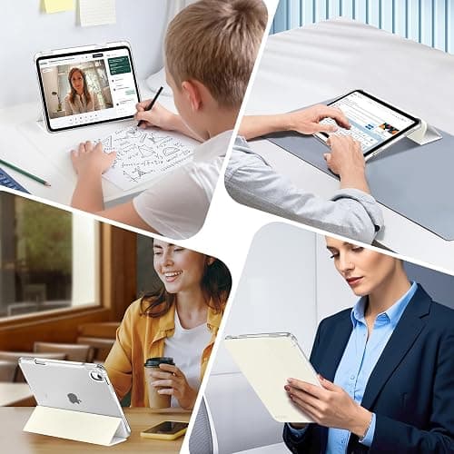 MoKo Coque pour iPad 11 Pouces (A16) 11e Génération 2025, iPad 10e Gén 10,9" 2022 avec Porte-Stylet, Étui iPad 10e Gen Mince Légère à Trois Volets avec PC Arrière Transparente Robuste, Blanc thumbnail 9