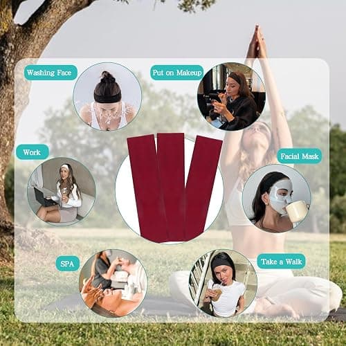 Aclovcy Headbands for Women Non Slip Head Bands for Women's Hair cute elastic womens headbands Soft Cotton Cloth Fashion headband for women for Daily Workout Sports Running Yoga （Red） thumbnail 5