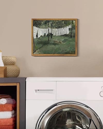 SHENIFY 8x10in Laundry Room Vintage Framed Canvas Wall Art Decor - Natural Framed thumbnail 3