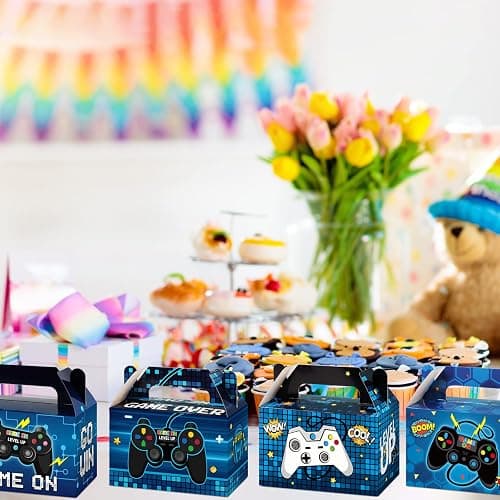 Tevxj 12 Pcs Video Game Bags Gamer Party Favors Treat Gift Boxes Gamer Candy Bags Gaming Party Favors Goody Boxes for Kids Boys Video Game Birthday Decorations Supplies 6 x 3 x 3.5 Inches（Blue） thumbnail 2