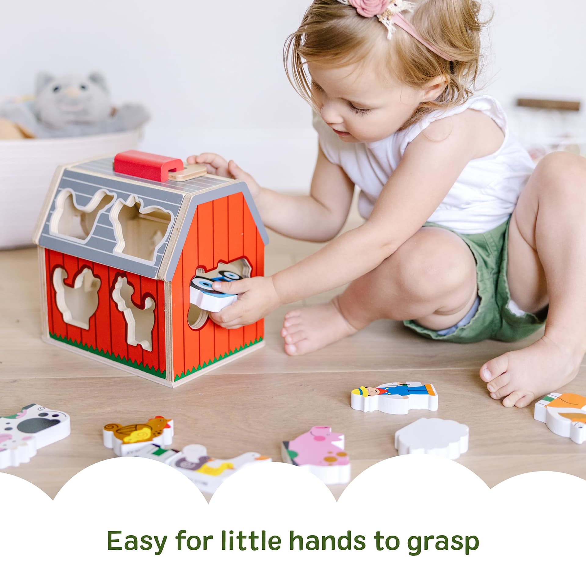Melissa & Doug Take‑Along Sorting Barn Wooden Toy – 10 Farm Pieces in Carry Case – Ages 2+ thumbnail 6