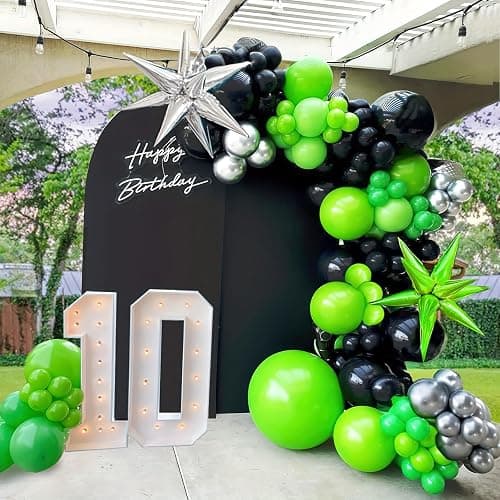Green and Black Balloons, 35PCS Lime Green Black Silver Balloons, Gamer Latex Balloon for Boys Men Football Video Game On Level Favor Theme Jungle Theme Graduation Birthday Party Decorations Supplies - Black Green Silver - 12inch-35pcs thumbnail 7