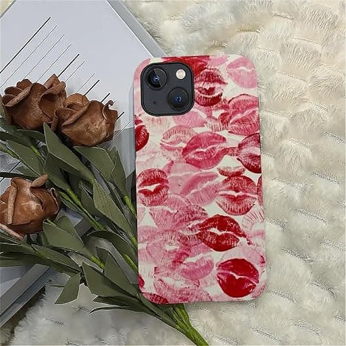 YiXinBB for iPhone 15 Case Shockproof Women Men Protective Hybrid Hard Shell Silicone Cover, M02 Red Lips Kisses G3 thumbnail 5