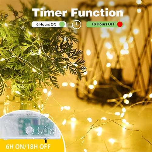 4-Pack Fairy Lights Battery Operated with Timer, Waterproof 16FT 50 LED String Lights Indoor Outdoor, Cuttable Starry Fairy Lights for Home Bedroom Classroom Dorm Wedding Christmas Decor (Warm White) thumbnail 3