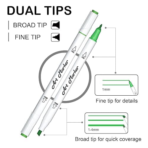 Dual Tip Alcohol Based Art Markers, Lineon 30 Colors Alcohol Marker Pens Perfect for Kids Adult Coloring Books Sketching and Card Making thumbnail 4