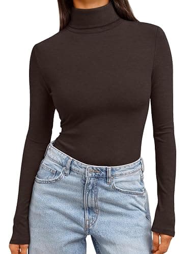Trendy Queen Women's Turtleneck Long Sleeve Shirts Fall Fashion Basic Thermal Underwear Tops Winter Clothes 2025 - Image 1