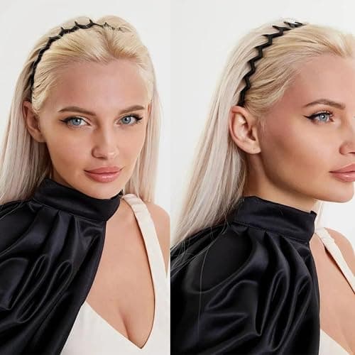 Supgoodom 6 PCS Zig Zag Headbands Plastic Wavy Hair Head Band Comb with Teeth Hoop Accessories for Women Men Girls, Matte Morandi thumbnail 5