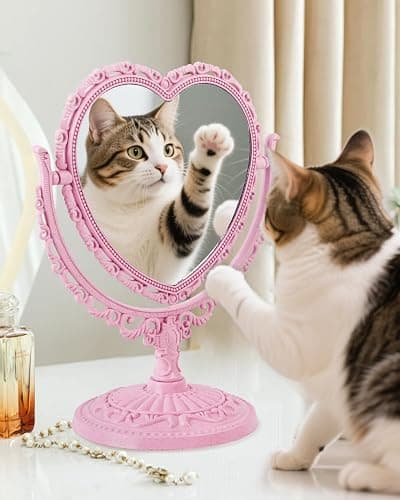 XPXKJ 7 Inch Vintage Heart Mirror - Elegant Desk Makeup Mirror with Double Sided 360 Degree Rotation Vanity Mirror for Coquette Room Decor thumbnail 7