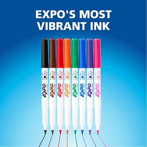 EXPO Dry Erase Markers, Low Odor Ink, Assorted Colors, Ultra Fine Tip, 8 Count - Whiteboard, Calendar, Organization, School Supplies thumbnail 7