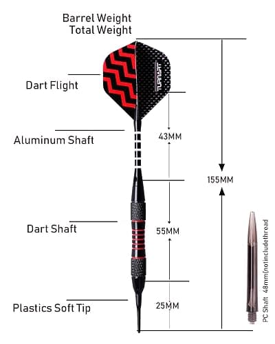 Turnart Darts Plastic Tip - Professional Soft Tip Darts Set for Electronic Dartboard 9 Pcs 18 Grams with 50 Extra Tips 9 Shafts 27 Flights Tool Kit Flight Protectors and Gift Darts Case thumbnail 6