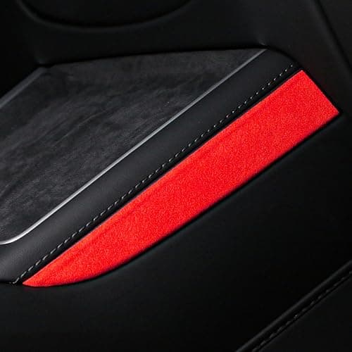 Sides of The Wireless Phone Charger Sticker for Alcantara Tesla New Model 3 2024-2026 New Model Y 2025-2026 Interior Italian Suede Red Upgrade Trim Cover thumbnail 6
