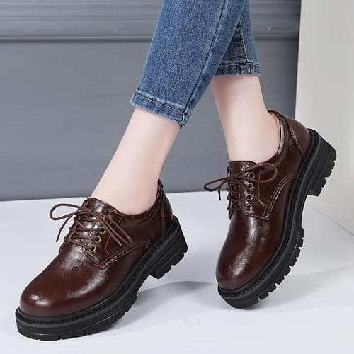 TKKAE Oxford Shoes for Women Women's Oxford Shoes Platform Oxfords for Women Women's Classic Lace Up Loafers Comfortable Dress Business Casual Work Office Oxfords Shoe for Ladies thumbnail 7