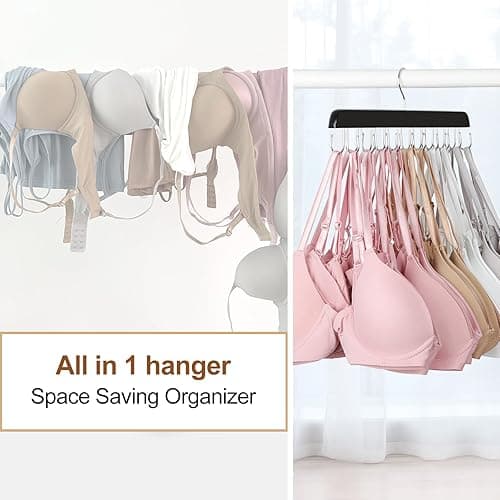 TOPIA HANGER Bra Hanger for Closet, 2 Pack Tank Top Hangers 40 Hooks Capacity Foldable Wood Space Saving Hangers Closet Organizer for Tank Top, Bra, Scarf, Belt, Tie etc - CT46B-2 - 2 Pack thumbnail 3