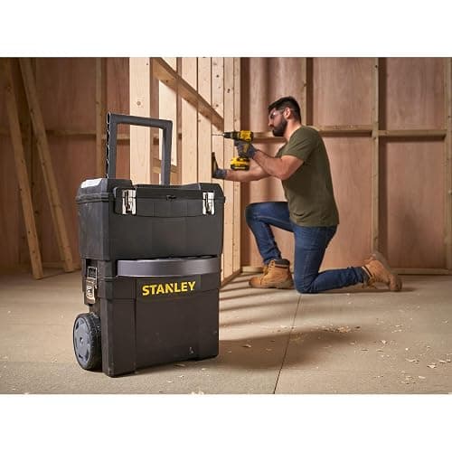 STANLEY Mobile Work Centre Toolbox, taller rodante 2 en 1 con unidades apilables y caja de herramientas extraíble, 1-93-968 thumbnail 2