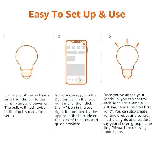 Amazon Basics Smart A19 LED Light Bulb, Color Changing, 9W (60W Equivalent), 800LM, Works with Alexa Only, 2.4 GHz Wi-Fi, No Hub Required, 2 Pack thumbnail 5