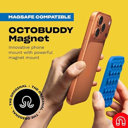 OCTOBUDDY Magnet - Dual Magnetic & Suction Phone Mount - Magnetic-Compatible Silicone Mobile Holder - Hands-Free Selfies & Videos - Content Creator Accessory - 2.6″ x 3.9″, Empire Strikes Black thumbnail 2