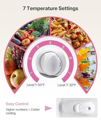 Upstreman 1.5 Cu.Ft All-Refrigerator Mini Fridge, Pink-CR16 | Dorm Fridge with 7-Level Thermostat, ENERGY STAR Certified, Reversible Door, Small Refrigerator for Office, Classroom thumbnail 5