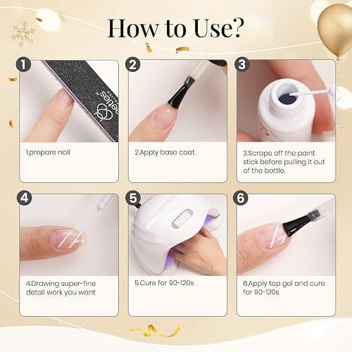 beetles Gel Polish Swirl Nail Art White Gel Liner Nail Polish 1 pcs 7ml Classic White Color Nails Art Paint for Thin French Tip Line Soak off Uv Lamp Manicure Salon thumbnail 8